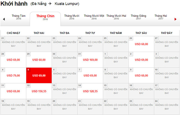 Bảng giá vé máy bay Hà Nội đi Kuala Lumpur tháng 8
