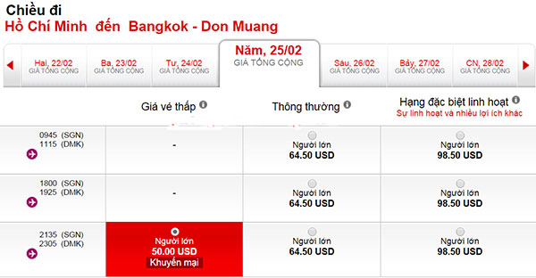 Vé máy bay đi Bangkok quận Tân Bình