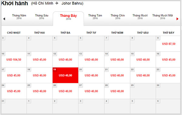Vé máy bay Hồ Chí Minh đi Johor Bahru