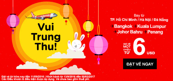 Khuyến mãi Air Asia vui rộn ràng tết trung thu giá chỉ từ 6 USD