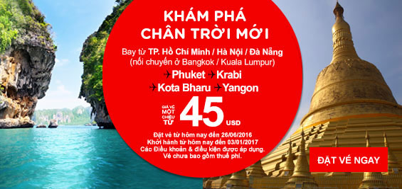 Trải nghiệm niềm vui bất tận cùng Air Asia chỉ từ 7 USD