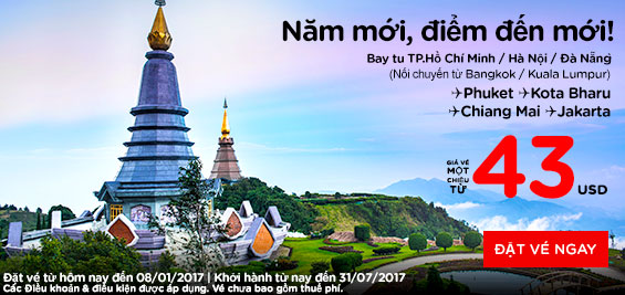 Du lịch năm mới cùng Air Asia giá chỉ từ 4 USD