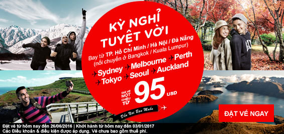 Trải nghiệm niềm vui bất tận cùng Air Asia chỉ từ 7 USD