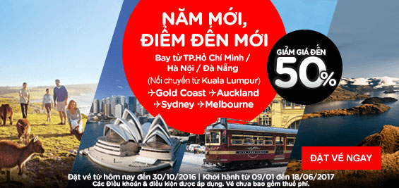 Siêu khuyến mãi Air Asia giảm đến 50% giá vé tất cả điểm đến