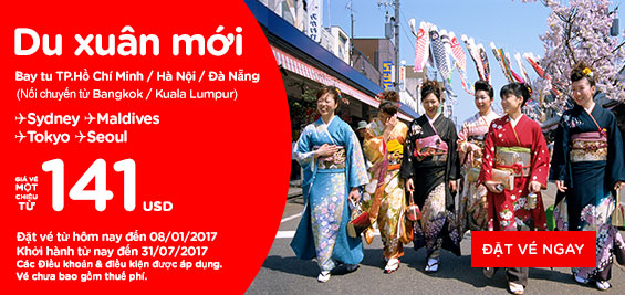 Du lịch năm mới cùng Air Asia giá chỉ từ 4 USD