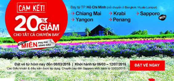 Air Asia giảm giá 20% cho các chặng bay