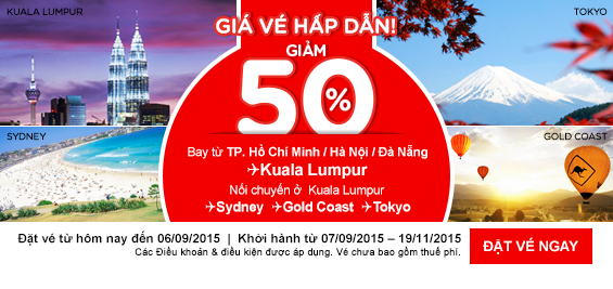 Mừng lễ 2/9 vé máy bay đi Kuala Lumpur giảm 50%