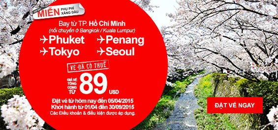 Air Asia khuyến mãi vé máy bay đi Tokyo 89 USD