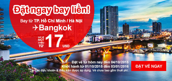 Đặt ngay vé máy bay đi Bangkok 17 USD
