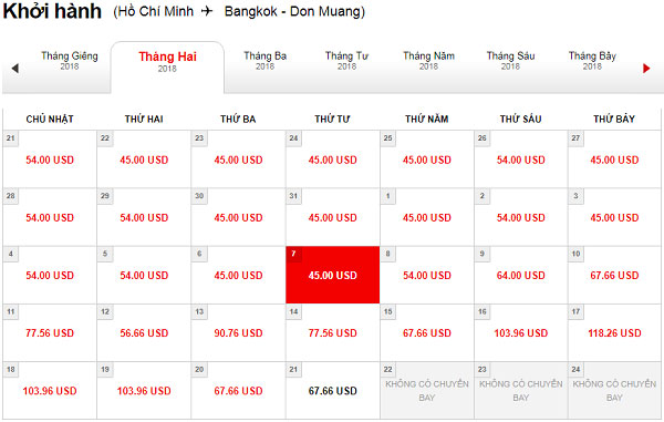 Vé máy bay đi Bangkok tháng 2 hãng Air Asia