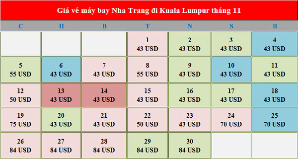 Vé máy bay Kuala Lumpur tháng 11