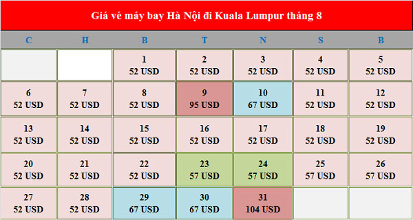 Vé máy bay Kuala Lumpur tháng 8 hãng Air Asia