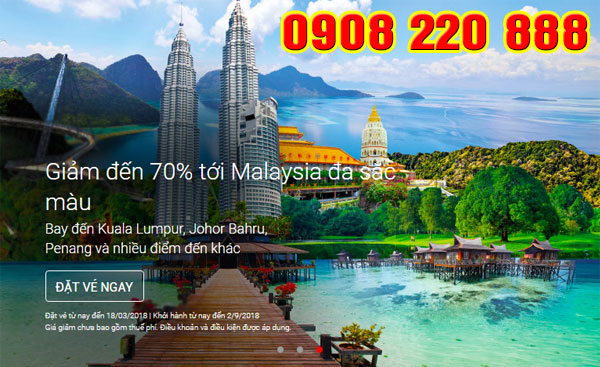 Khuyến mãi Air Asia giảm 70% giá vé đi Malaysia, Thái Lan