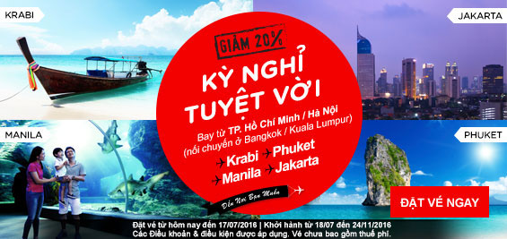 Khuyến mãi Air Asia giảm 20% cho tất cả chuyến bay