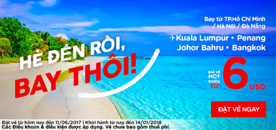 Khuyến mãi đầu tuần vé máy bay Air Asia 6 USD