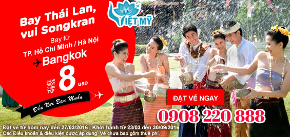 Vé máy bay Air Asia đi Bangkok 8 USD