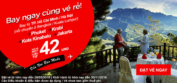 Khuyến mãi Air Asia vé máy bay đi Thái Lan giá chỉ 8 USD