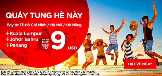 Quẩy tung hè này cùng khuyến mãi Air Asia chỉ từ 9 USD