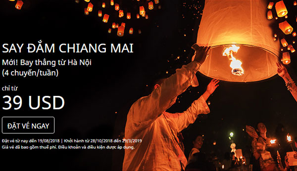 Air Asia mở đường bay thẳng Hà Nội đi Chiang Mai chỉ từ 39 USD