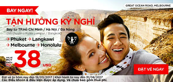 Săn vé máy bay khuyến mãi 0 đồng từ Air Asia