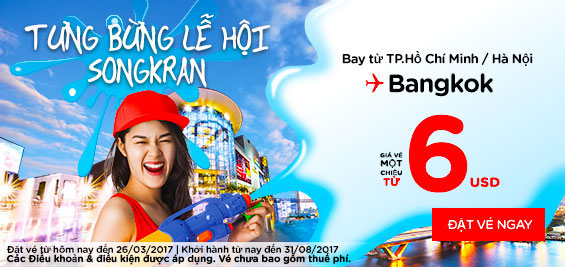 Đặt vé máy bay Air Asia 14 USD quẩy tung hè này