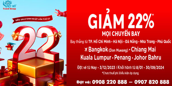 AirAsia giảm đến 22% giá vé máy bay Quốc tế