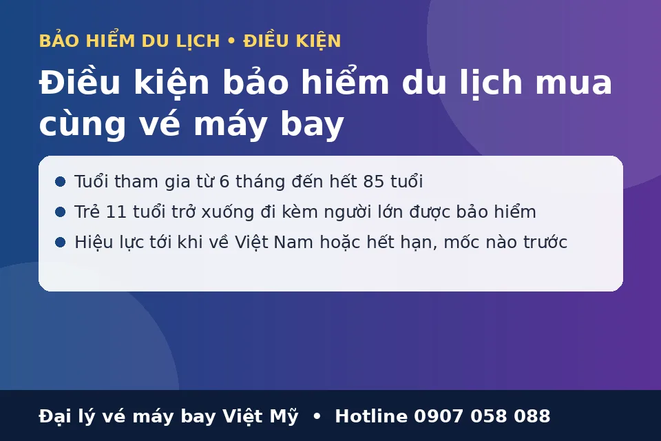 Điều kiện Bảo hiểm du lịch mua cùng vé máy bay