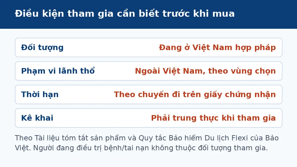 Điều kiện Bảo hiểm du lịch tham gia